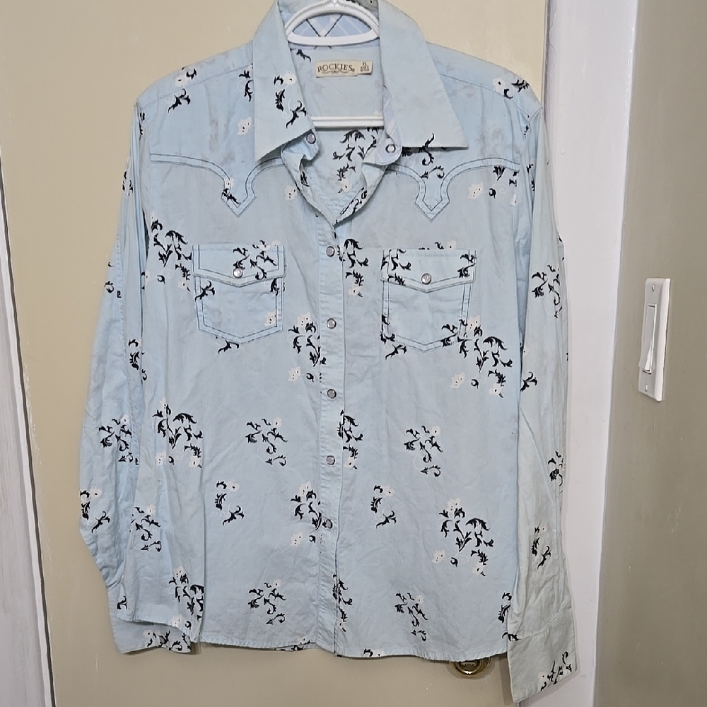 Rockies Blue Notched Collar Button Down Shirt